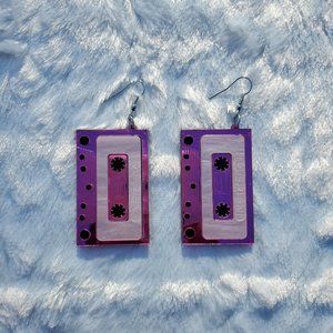 Purple Cassette Tape Earrings!!!